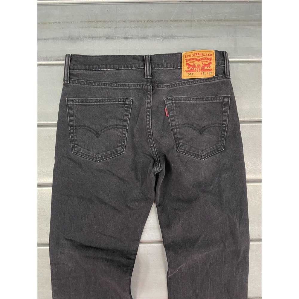 Levis 514 Jeans Mens 31x31 Black Wash Denim Slim Straight - Picture 12 of 16